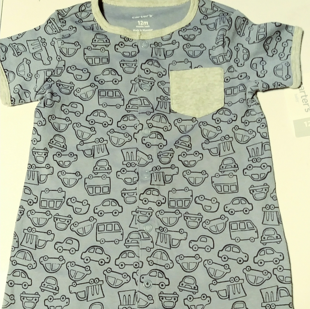 Carters Baby Boy Car Themed Button up Romper